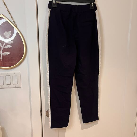 Zara Basic Navy Blue Pleated Jogging Pants with Tuxedo Stripe Size XS - Picture 2 of 10